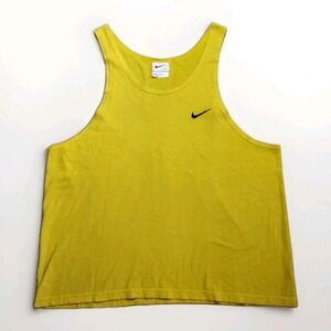 Vintage 90s Nike Men's XL Yellow Swoosh Tank Top Made in USA White Tag